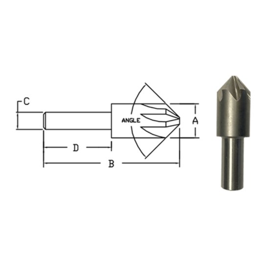 Picture of Link CO-TN-576 1-1/2 OD 90° 6-Flute Cobalt Countersink - TIn COAT