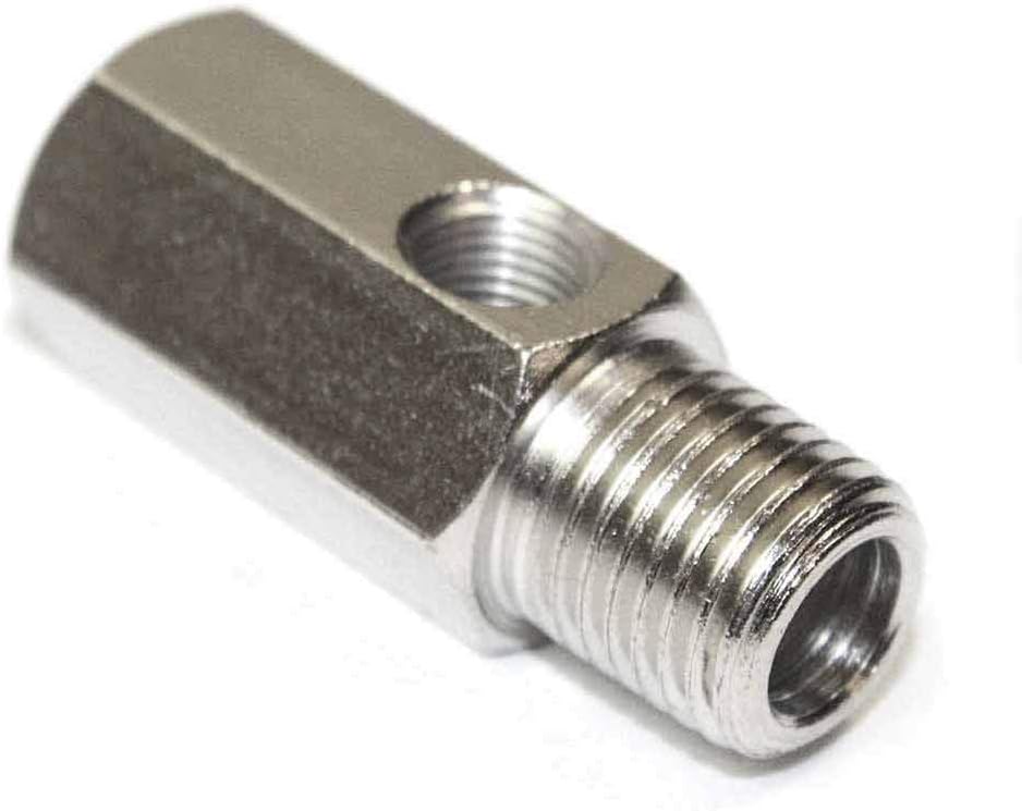 Picture of Mahr 2201514 Adaptor, 3/8-32 F, 1/4-28 M, With Bleed, Chrome