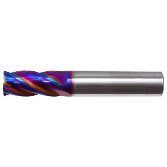 Picture of MasterCut Dia 5/8 SH 0.6250 LOC 1.2500 OAL3.50 End Mill Standard Flute Variable Helix Carbide nACRoA Single End Corner Radius0.0300 0.76mm V4 Ultra