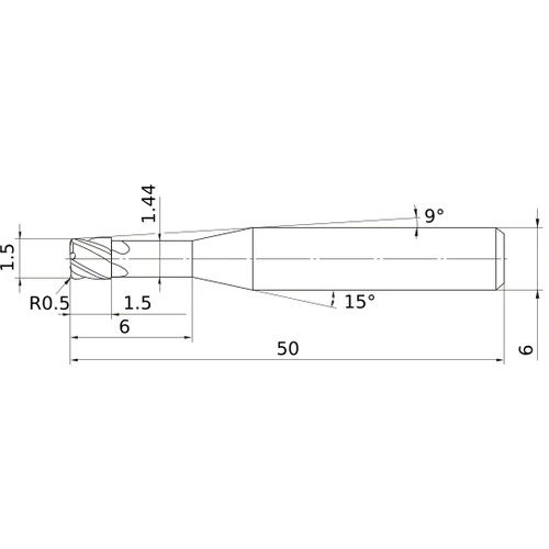 Picture of Mitsubishi/Hitachi 254502 Vcpsrbd0150N06R05 Carbide Endmill