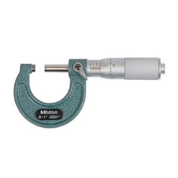 Picture of Mitutoyo 103-135 0-1 In, .0001 In Mechanical Outside Micrometer, Hammertone Baked Enamel, Friction Thimble