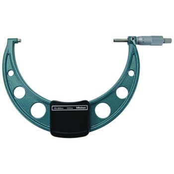Picture of Mitutoyo 103-144-10 175-200mm, 0.01mm Mechanical Outside Micrometer, Hammertone Baked Enamel, Ratchet Stop, With Standard
