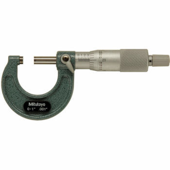 Picture of Mitutoyo 103-177 0-1 In, .001 In Mechanical Outside Micrometer, Hammertone Baked Enamel, Ratchet Stop