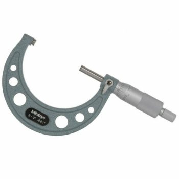 Picture of Mitutoyo 103-179 2-3 In, .001 In Mechanical Outside Micrometer, Hammertone Baked Enamel, Ratchet Stop, With Standard
