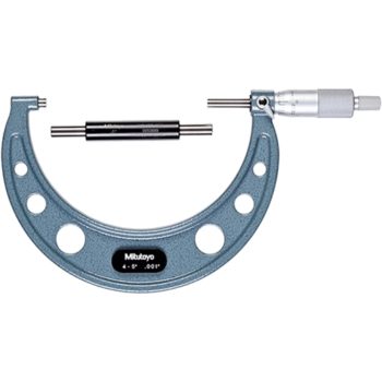 Picture of Mitutoyo 103-181 4-5 In, .001 In Mechanical Outside Micrometer, Hammertone Baked Enamel, Ratchet Stop, With Standard