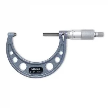 Picture of Mitutoyo 103-217 2-3 In, .0001 In Mechanical Outside Micrometer, Hammertone Baked Enamel, Ratchet Stop, With Standard