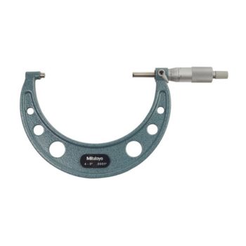 Picture of Mitutoyo 103-219 4-5 In, .0001 In Mechanical Outside Micrometer, Hammertone Baked Enamel, Ratchet Stop, With Standard