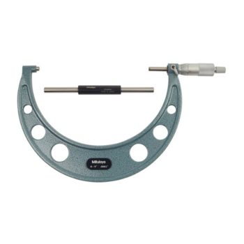 Picture of Mitutoyo 103-223 8-9 In, .0001 In Mechanical Outside Micrometer, Hammertone Baked Enamel, Ratchet Stop, With Standard
