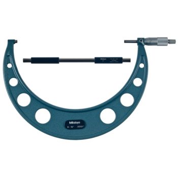 Picture of Mitutoyo 103-224 9-10 In, .0001 In Mechanical Outside Micrometer, Hammertone Baked Enamel, Ratchet Stop, With Standard