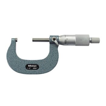 Picture of Mitutoyo 103-262 1-2 In, .0001 In Mechanical Outside Micrometer, Hammertone Baked Enamel, Ratchet Stop, Angle Frame