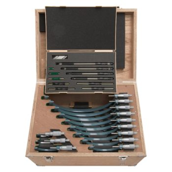 Picture of Mitutoyo 103-905-10 0-12 In, .001 In Mechanical Outside Micrometer Set, Hammertone Baked Enamel, 12 Gages, With 11 Standards