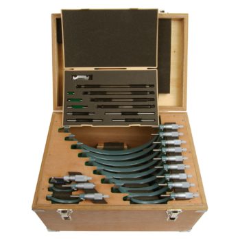 Picture of Mitutoyo 103-908-40 0-12 In, .0001 In Mechanical Outside Micrometer Set, Hammertone Baked Enamel, 12 Gages, With 11 Standards