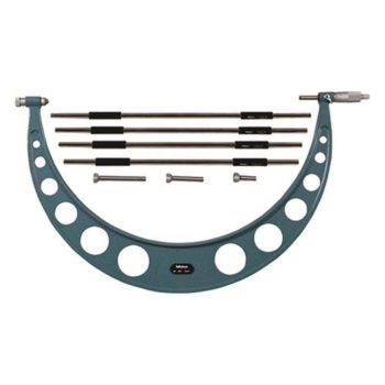 Picture of Mitutoyo 104-152 12-16 In, .001 In Interchangeable Anvil Mechanical Outside Micrometer, Ratchet Stop, 4 Anvils, With 4 Standards