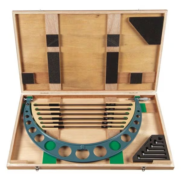 Picture of Mitutoyo 104-202 18-24 In, .001 In Interchangeable Anvil Mechanical Outside Micrometer, Ratchet Stop, 6 Anvils, With 6 Standards