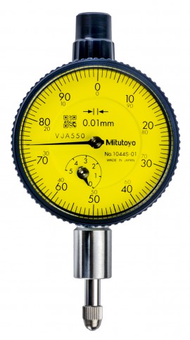 Picture of Mitutoyo 1044Sb-01 0.01mm, 5mm/(1mm Per Rev) Dial Indicator, 0-100, Flat Back, 3/8 In Stem, Series 1