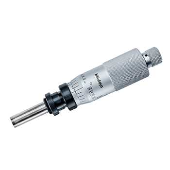Picture of Mitutoyo 110-112 0-.05 In, .000005 In, Mechanical Micrometer Head, Differential Screw Translator (Extra-Fine Feeding) Type, .5 In Diameter Stem With Clamp Nut, Spherical (Sr8) Spindle Face