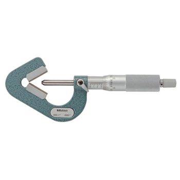 Picture of Mitutoyo 114-202 Micrometer Anvil .09-1 In, .0001 In Mechanical V-Anvil Micrometer, For 3 Flutes Cutting Head, Ratchet Stop