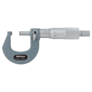 Picture of Mitutoyo 115-115 Micrometer Anvil 0-25mm, 0.01mm Mechanical Spherical Anvil Micrometer, Flat Spindle, Ratchet Stop