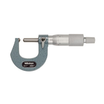 Picture of Mitutoyo 115-253 Micrometer Anvil 0-1 In, .0001 In Mechanical Spherical Anvil Micrometer, Spherical Spindle, Ratchet Stop