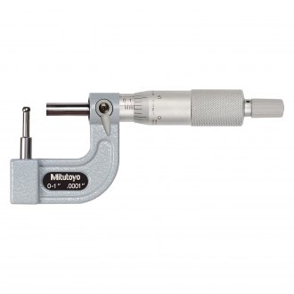 Picture of Mitutoyo 115-313 Micrometer Anvil 0-1 In, .0001 In Mechanical Tube Micrometer, .185 In Spherical Anvil, Ratchet Stop