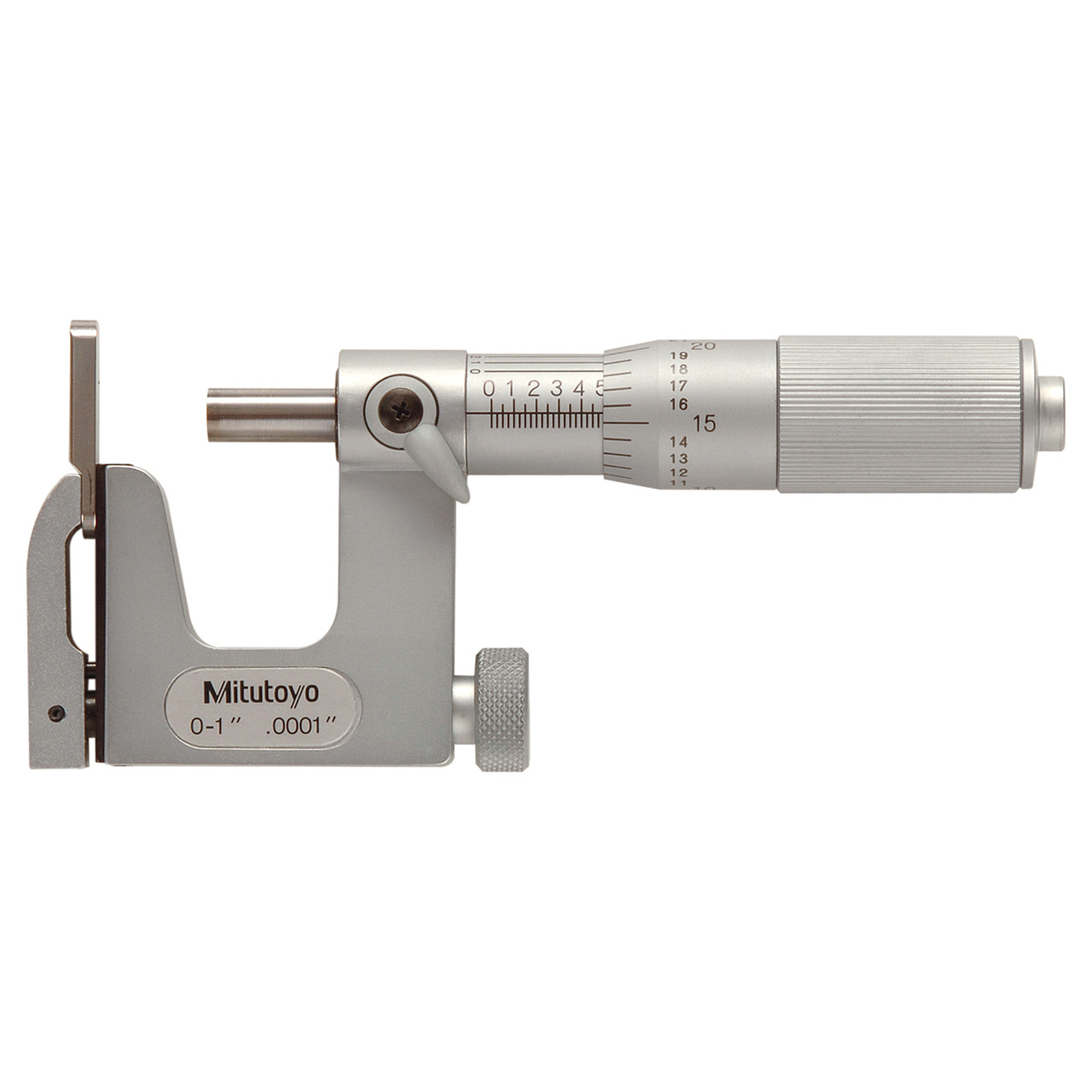 Picture of Mitutoyo 117-107 0-1 In, .0001 In Uni-Mike, Mechanical Interchangeable Anvil Micrometer, Ratchet Stop, Flat And Rod Anvils Included