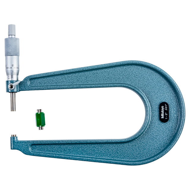 Picture of Mitutoyo 118-112 1-2 In, .001 In 6.5 In Mechanical Deep Throat Micrometer, Ratchet Stop