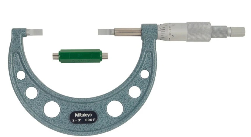 Picture of Mitutoyo 122-127 2-3 In, .0001 In Mechanical Blade Micrometer, .030 In Steel Blade, Ratchet Stop, With Standard