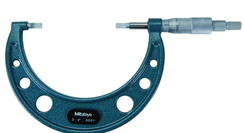 Picture of Mitutoyo 122-128 3-4 In, .0001 In Mechanical Blade Micrometer, .030 In Steel Blades, Ratchet Stop, With Standard
