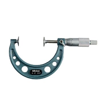Picture of Mitutoyo 123-127 2-3 In, .001 In Mechanical Disk Micrometer, .787 In/20mm Diameter .028 In/0.7mm Edge Thickness Disk, Ratchet Stop