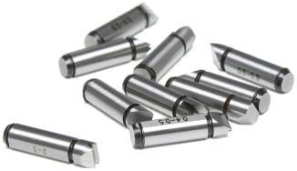 Picture of Mitutoyo 126-800 Screw Thread Micrometer Anvil/Spindle Set (6 Piece) For Metric/Unified Screws (60 Degree Threads), 64-48Tpi/0.4-0.5mm, 44-28Tpi/0.6-0.9mm, 24-14Tpi/1-1.75mm, 13-9Tpi/2-3mm, 8-5Tpi/3.5-5mm, 4.5-3.5Tpi/5.5-7mm