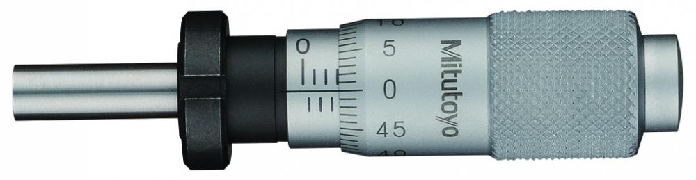 Picture of Mitutoyo 148-103 Micrometer Head, Common Type, Small Size. 0-13mm Range, 2Um Accuracy, 9.5mm Stem Diameter,. With Clamp Nut Stem, Flat