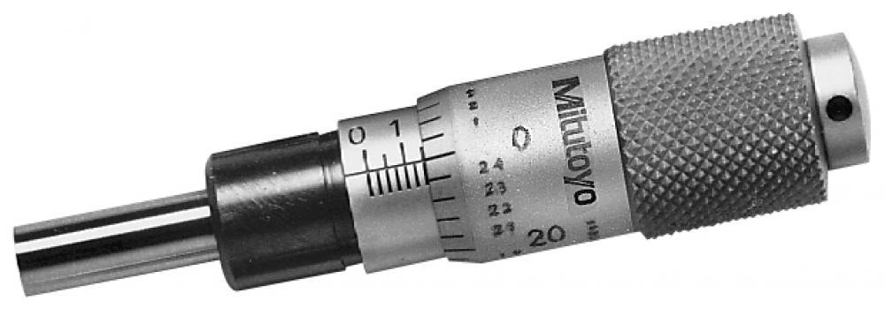 Picture of Mitutoyo 148-112 Micrometer Head, Common Type, Small Size. 0-.5 Inch Range, .0001 Inch Accuracy, .375 Inch Stem Diameter, Plain Stem Flat