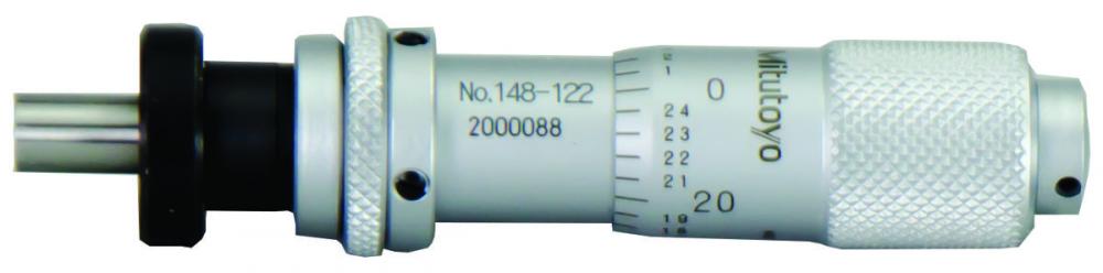 Picture of Mitutoyo 148-122 Micrometer Head, Common Type, Small Size. 0-.5 Inch Range, .0001 Inch Accuracy, .375 Inch Stem Diameter,. With Clamp Nut Stem, Flat. With Spindle Lock
