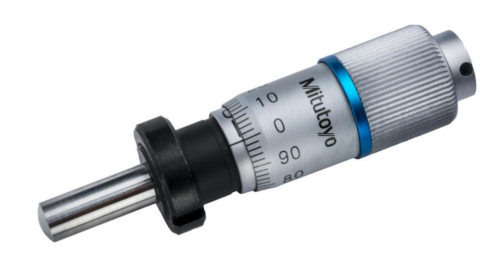 Picture of Mitutoyo 148-143 Micrometer Head, Fine Spindle Feeding Of 0.1mm/Rev, 0-6.5mm Range, 2Um Accuracy, 9.5mm Stem Diameter, Clamp Nut Stem, Spherical (Sr4)
