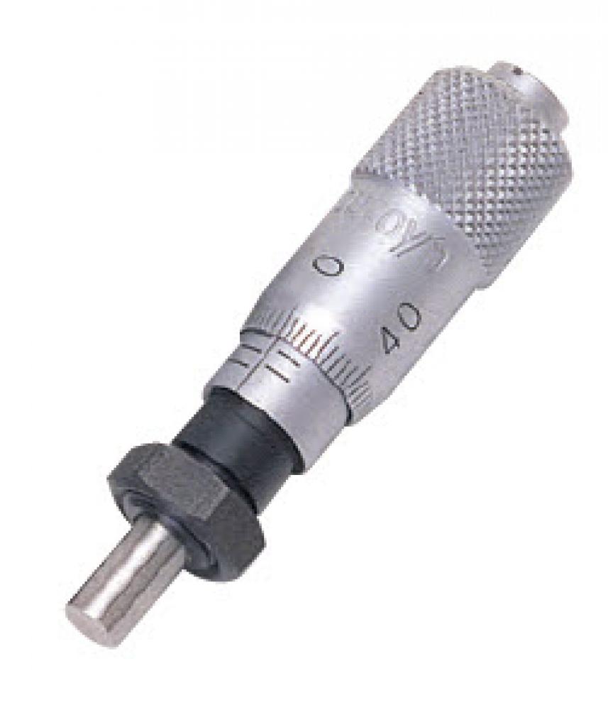 Picture of Mitutoyo 148-207 Mechanical Micrometer Head, Ultra-Small, 6mm Diameter Stem With Clamp Nut, Spherical (Sr3) Spindle Face 0-6.5mm, 0.01mm
