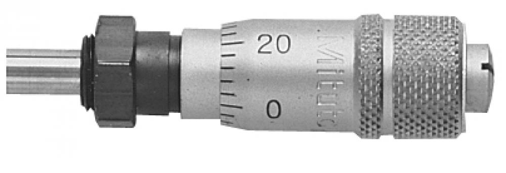 Picture of Mitutoyo 148-212 Micrometer Head, Ultra-Small Type,.25-0 Inch Range, 5Um Accuracy, .25 Stem Diameter, Clamp Nut Stem, Flat Spindle Face, Reverse Reading