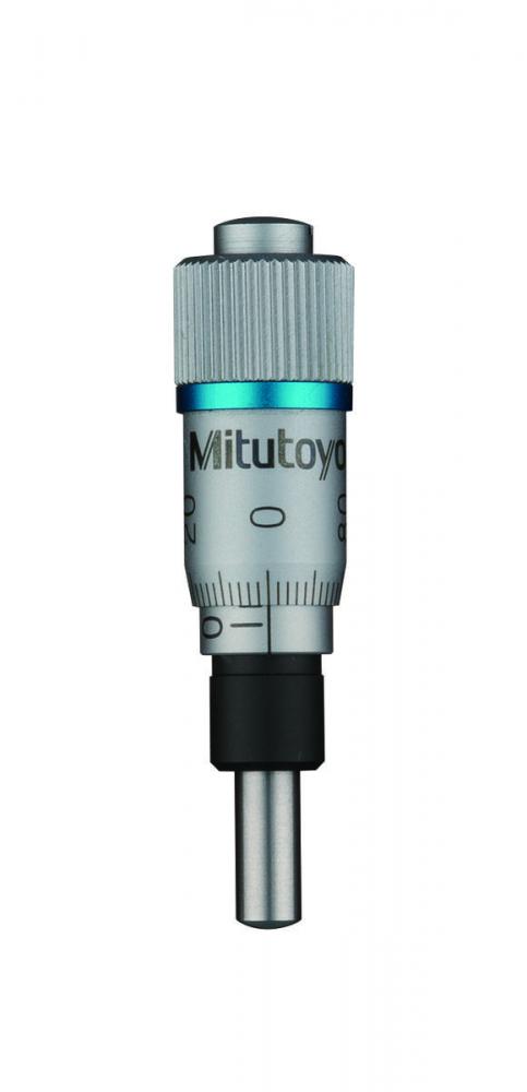Picture of Mitutoyo 148-242 Micrometer Head, Fine Spindle Feeding Of 0.1mm/Rev, 0-6.5mm Range, 2Um Accuracy, 9.5mm Stem Diameter, Plain Stem, Spherical (Sr3), Small Thimble Diameter