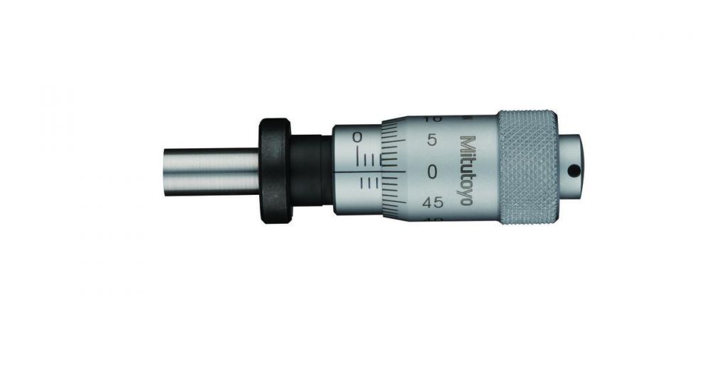 Picture of Mitutoyo 148-308 Micrometer Head, Large Thimble Diameter For Easy Reading, 0-13mm Range, 2Um Accuracy, 9.5mm Stem Diameter, Plain Stem, Flat Spindle Face, 29mm Thimble Diameter