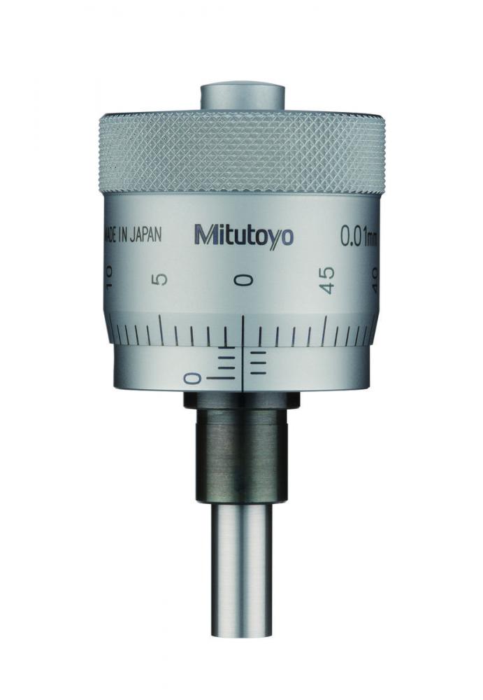 Picture of Mitutoyo 148-311 Micrometer Head, Large Thimble Diameter For Easy Reading, 0-13mm Range, 2Um Accuracy, 9.5mm Stem Diameter, Clamp Nut Stem, Flat Spindle Face, 15mm Thimble Diameter