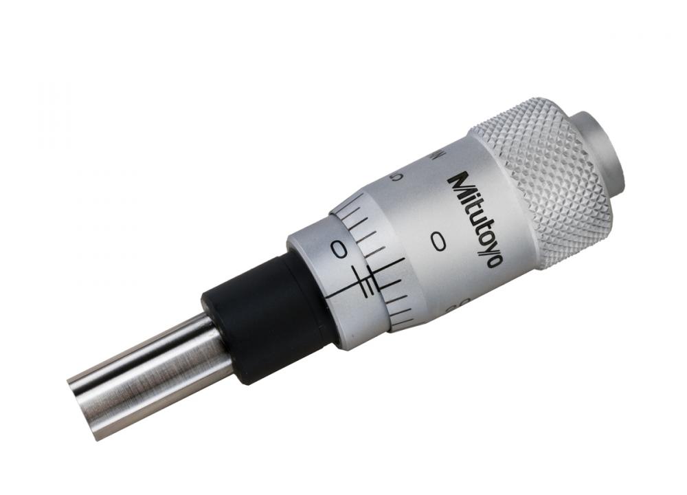 Picture of Mitutoyo 148-357 0-.5 In, .001 In, Mechanical Micrometer Head, .375 In Diameter Plain Stem, Flat Spindle Face, Large (.59 In) Thimble Diameter