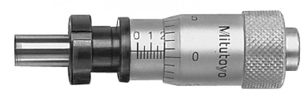 Picture of Mitutoyo 148-358 0-.5 In, .001 In, Mechanical Micrometer Head, .375 Inch Diameter Stem With Clamp Nut, Flat Spindle Face, Large (.59 In) Thimble Diameter