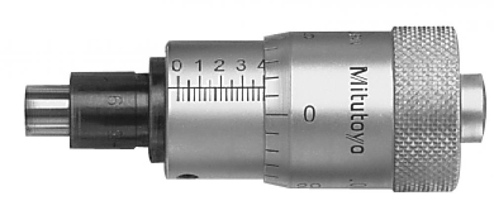 Picture of Mitutoyo 148-359 0-.5 In, .001 In, Mechanical Micrometer Head, .375 In Diameter Plain Stem, Flat Spindle Face, Large (.79 In) Thimble Diameter