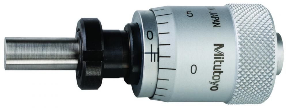 Picture of Mitutoyo 148-360 0-.5 In, .001 In, Mechanical Micrometer Head, .375 Inch Diameter Stem With Clamp Nut, Flat Spindle Face, Large (.79 In) Thimble Diameter