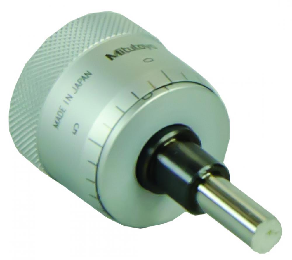 Picture of Mitutoyo 148-361 0-.5 In, .001 In, Mechanical Micrometer Head, .375 In Diameter Plain Stem, Flat Spindle Face, Large (1.14 In) Thimble Diameter