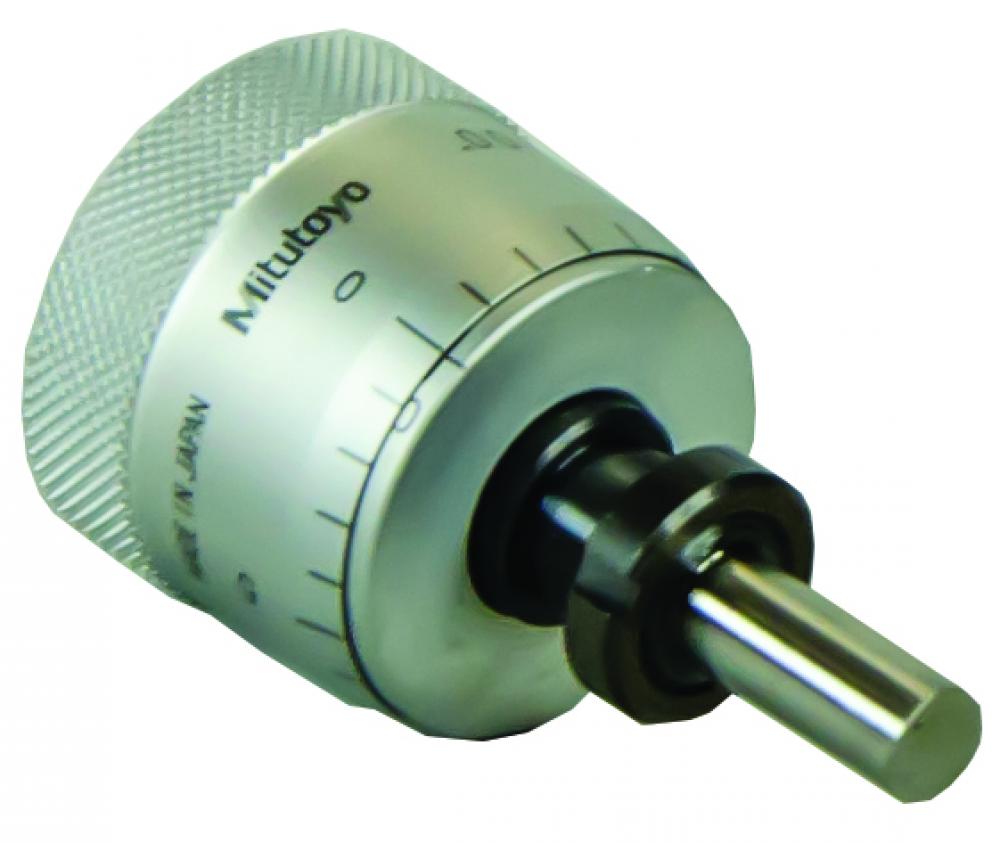 Picture of Mitutoyo 148-362 0-.5 In, .001 In, Mechanical Micrometer Head, .375 In Diameter Stem With Clamp Nut, Flat Spindle Face, Large (1.14 In) Thimble Diameter