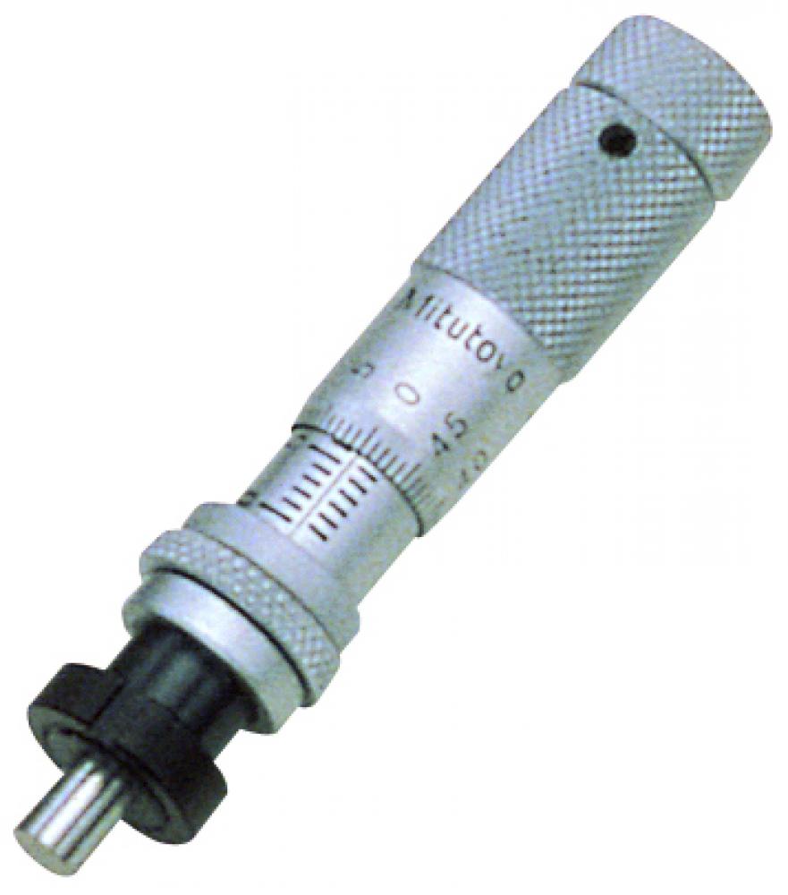 Picture of Mitutoyo 148-504 0-13mm, 0.01mm, Mechanical Micrometer Head, 9.5mm Diameter Stem With Clamp Nut, Flat Spindle Face, Spindle Lock, Zero-Adjust Thimble