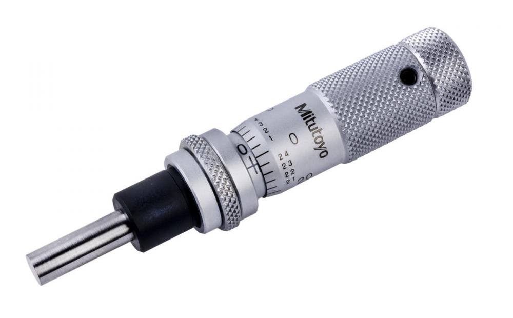 Picture of Mitutoyo 148-505 0-.5 In, .001 In, Mechanical Micrometer Head, .375 In Diameter Plain Stem, Flat Spindle Face, Spindle Lock, Zero-Adjust Thimble