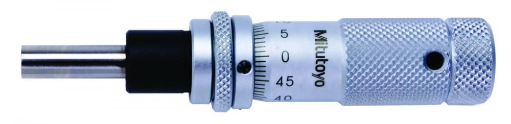 Picture of Mitutoyo 148-506 Micrometer Head, Common Type In Small Size With Zero-Adjustable Thimble, 0-13mm Range, 2Um Accuracy, 9.5mm Stem Diameter, Plain Spindle Lock Stem, Flat Spindle Face