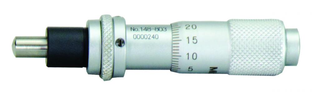 Picture of Mitutoyo 148-803 0-13mm, 0.01mm, Mechanical Micrometer Head, 9.5mm Diameter Plain Stem, Spherical (Sr4) Spindle Face, Spindle Lock