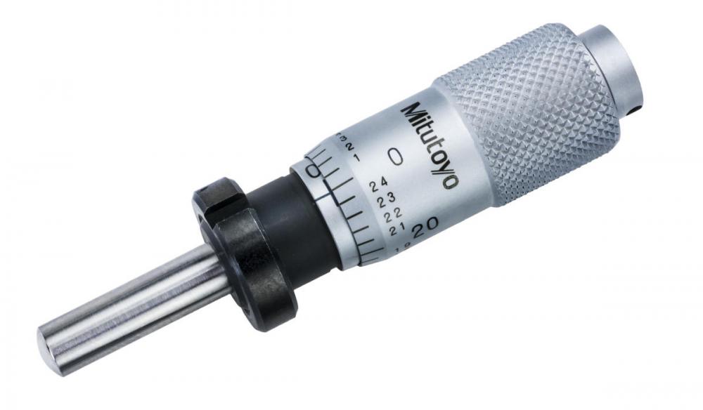 Picture of Mitutoyo 148-812 0-.5 In, .001 In, Mechanical Micrometer Head, .375 In Diameter Stem With Clamp Nut, Spherical (Sr4) Spindle Face
